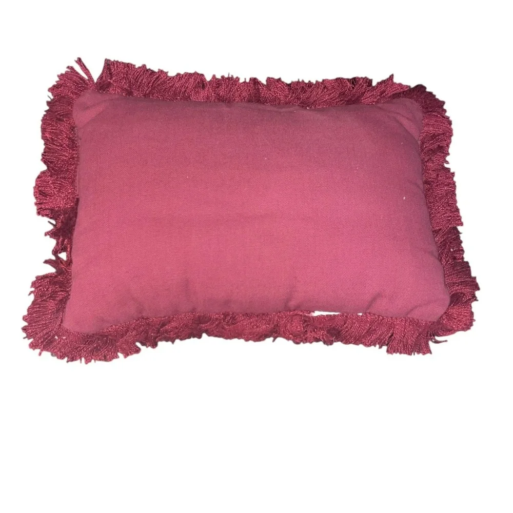 Merry Christmas Grandma Tapestry Pillow 13x10 Burgundy‎ Fringe Holiday Decor